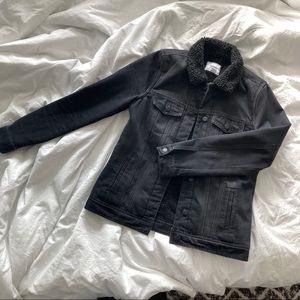 Black denim Sherpa boyfriend jean jacket